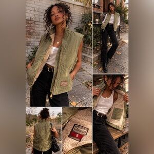 C.E. Schmidt Sherpa Lined Olive Utility Vest Workwear Size Small